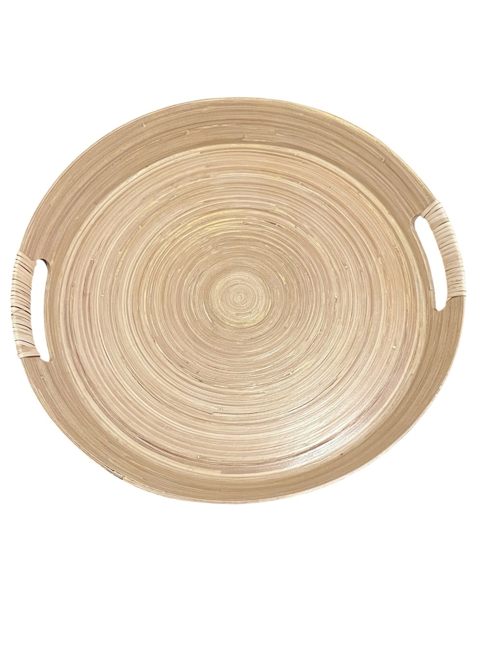 NWOT • Opalhouse Neutral Bamboo Round Tray - Beige and Tan